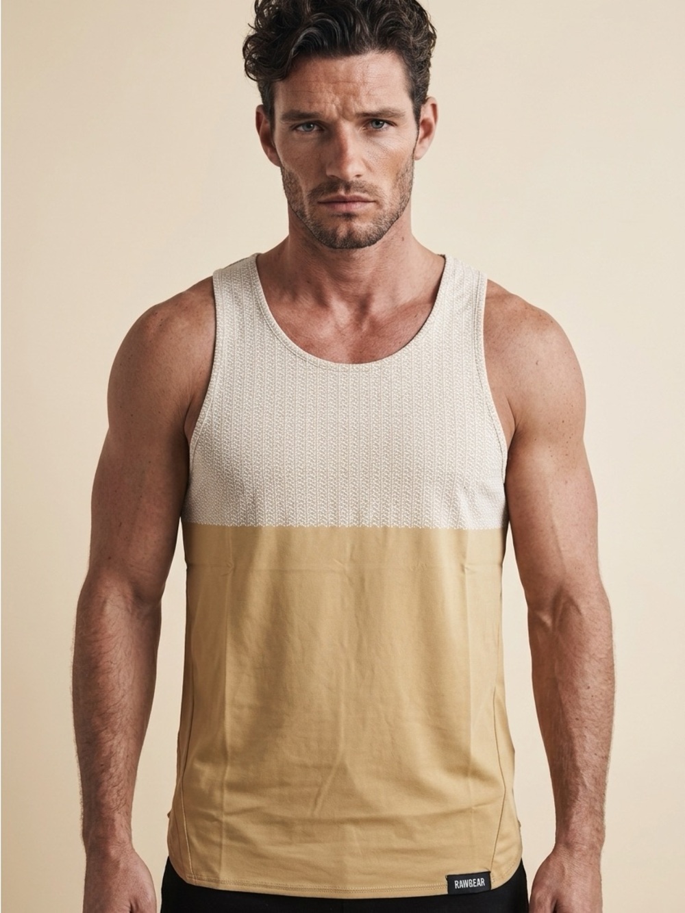 Rawgear Two-Tone Cream and Tan Men's Tank Top